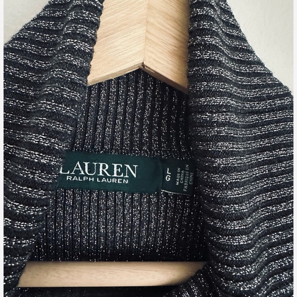 Ralph Lauren • Metallic Ribber Turtleneck Sweater in Black Silver - Picture 6 of 7
